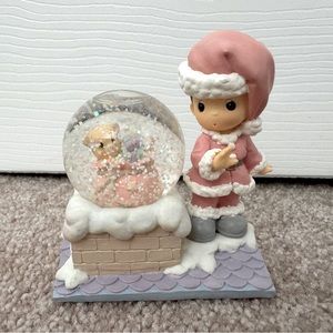 1999 Precious Moments Boy Santa with Snow globe